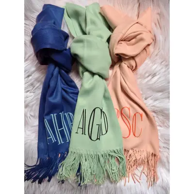 Monogram pashmina with 3D puff print