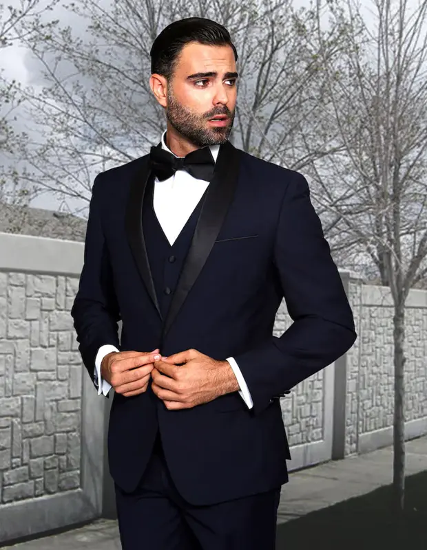 Mens Navy Blue Wedding Tuxedo - Dark Blue Tuxedo Suit