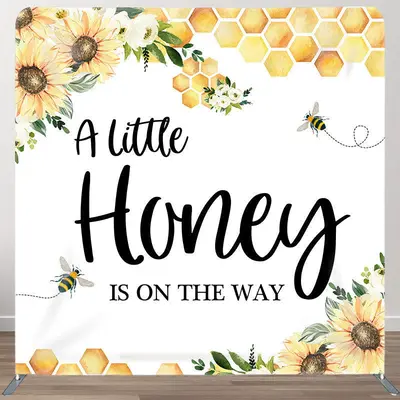Bee Sunflower Fabric Backdrop Cover for Baby Shower - Aperturee