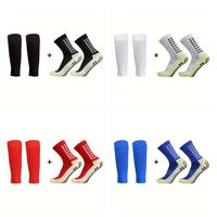 2/4/6/8 counts of Men's Non-Slip Football Socks, Knee Pads Calf Sleeves, Soccer Socks & Leg Warmers Socks Sports Set, for Foo...