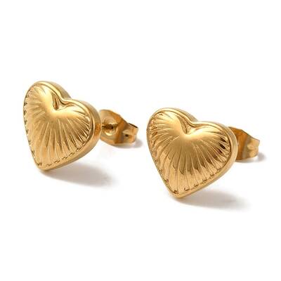Ion Plating(IP) 304 Stainless Steel Heart Stud Earrings for Women