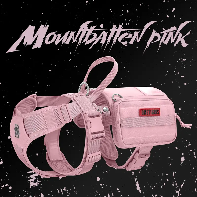 NEW ARRIVAL!! Mountbatten Pink OneTigris Tactical Service Dog Vest Harness | Multi-Functional K9 Harness with Pouches, Durabl...