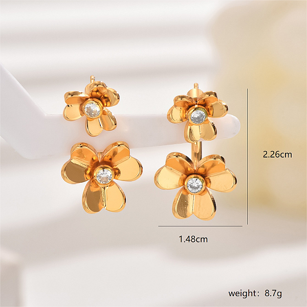 Vintage Bronze Flower Stud Earrings for Elegant Ladies