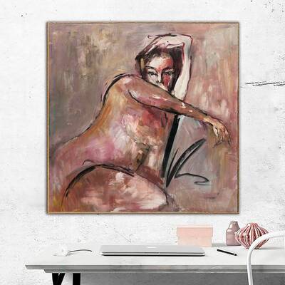 Abstract Woman Painting Original Post Expressionist Paintings On Canvas Edgar Degas Woman Art Female Silhouette Canvas Handma...