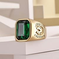 Fashionable Punk Style, Handsome with Multiple Colors, Synthetic Zircon Exquisite Stainless Steel Men's Ring, Elegant Rock Pa...