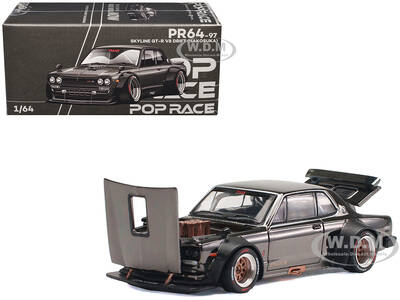 Skyline GT-R V8 Drift Hakosuka RHD (Right Hand Drive) Dark Chrome 1/64 Diecast Model Car by Pop Race