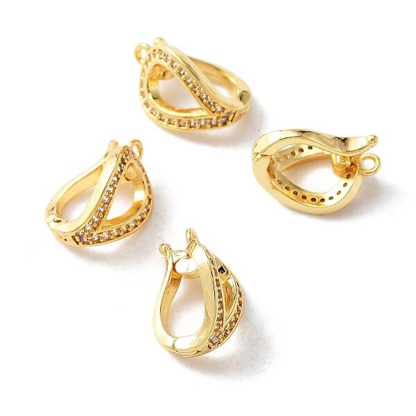 Brass Micro Pave Clear Cubic Zirconia Twister Clasp