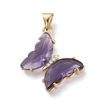 Brass Micro Pave Clear Cubic Zirconia Pendants