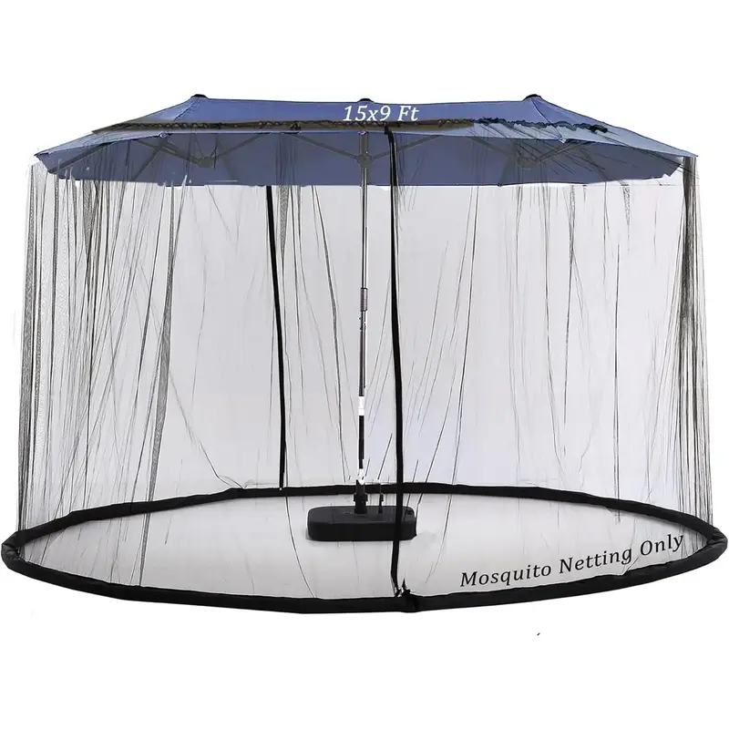 15FT Mosquito Netting for Patio Umbrella Double Sided Patio Umbrella Canopy Netting &10X10 Ft Gazebo (Black)(Does Not Contain...