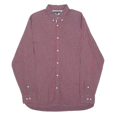 TOMMY HILFIGER Slim Fit Mens Shirt Red Check Long Sleeve XL