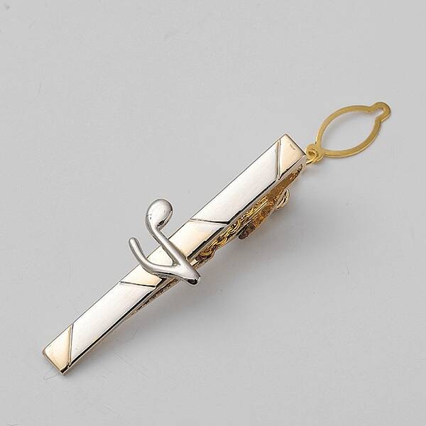 Brass Collar Tie Clips with Chain for Men