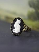 Vintage Cat Design Carved Ring, Fashion Jewelry for Party, Daily Clothing Decor, Trendy All-match & Exquisite Jewelry for Bir...
