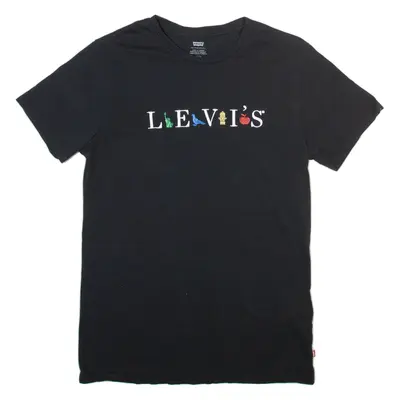 LEVI'S New York Mens T-Shirt Black Crew Neck S
