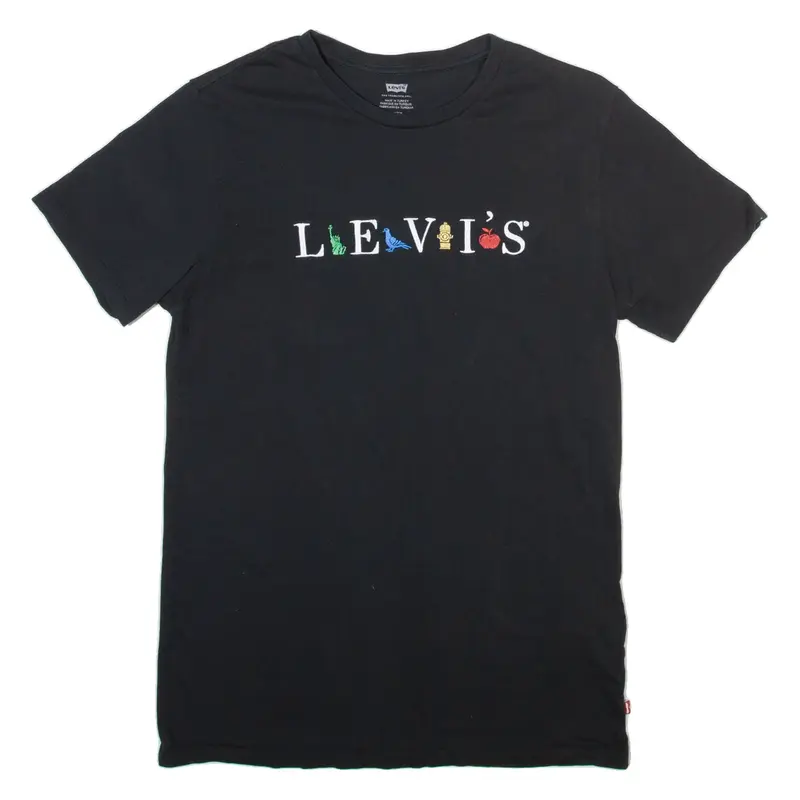 LEVI'S New York Mens T-Shirt Black Crew Neck S