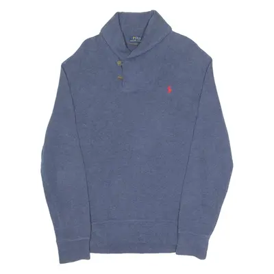 POLO RALPH LAUREN Mens Jumper Blue Roll Neck Tight Knit M