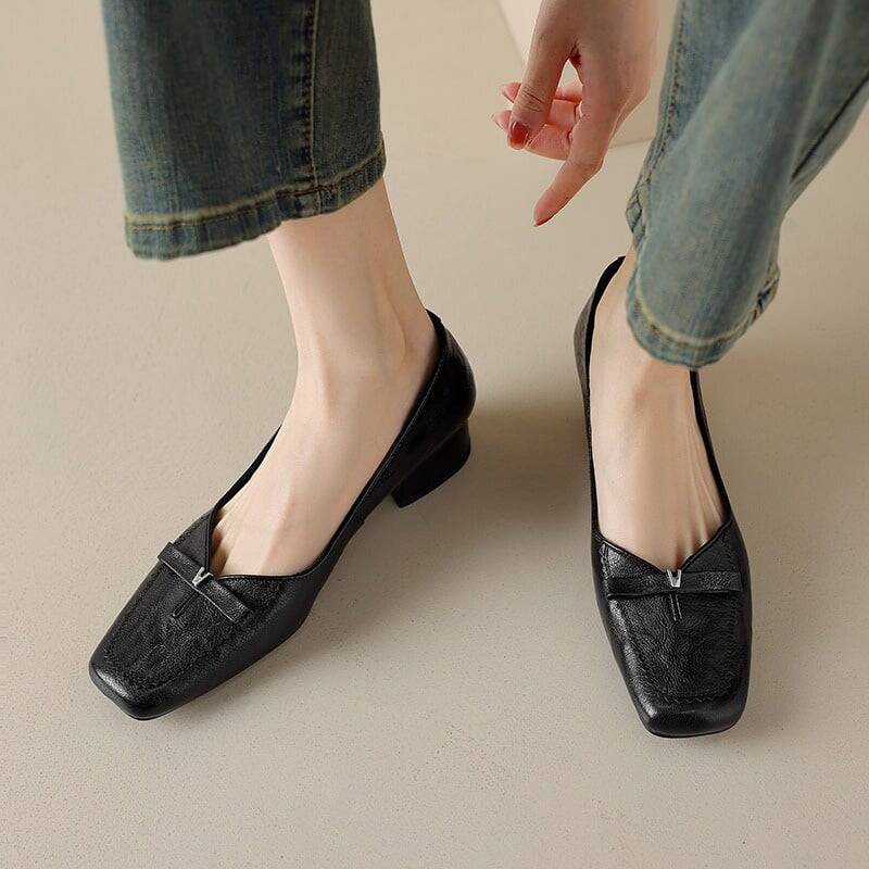 CHIKO Leyla Square Toe Block Heels Pumps Shoes
