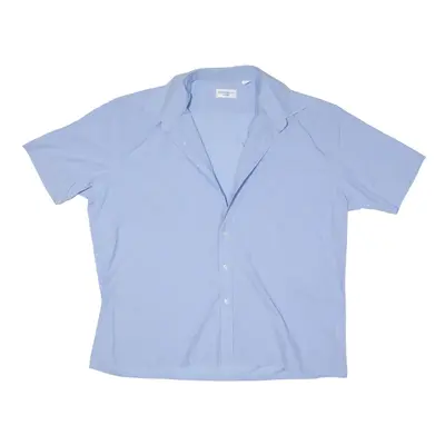 YVES SAINT LAURENT Shirt Blue Plain Short Sleeve Mens 2XL