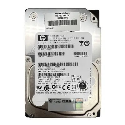 537821-001 HP 72GB 6Gb/s SAS 15000 2.5-Inch Hard Drive