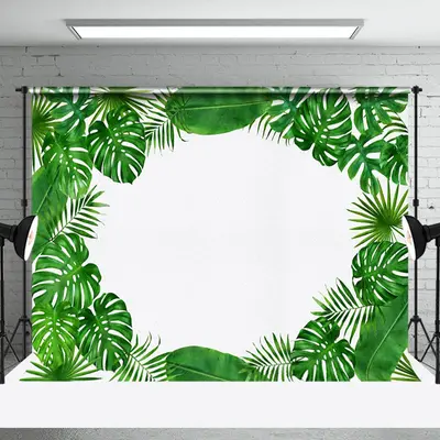 White Green Monstera Nature Spring Photo Backdrop - Aperturee