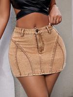 ApperlothA Women's High Waist Denim Mini Skirt - Casual Mini Retro Stretch Jean Skirt for Women - Ladies Summer Zip Fly Denim...
