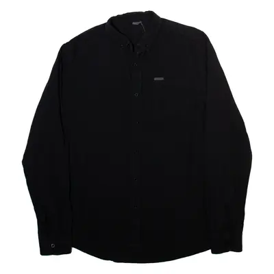 FIRETRAP Mens Plain Shirt Black Long Sleeve L