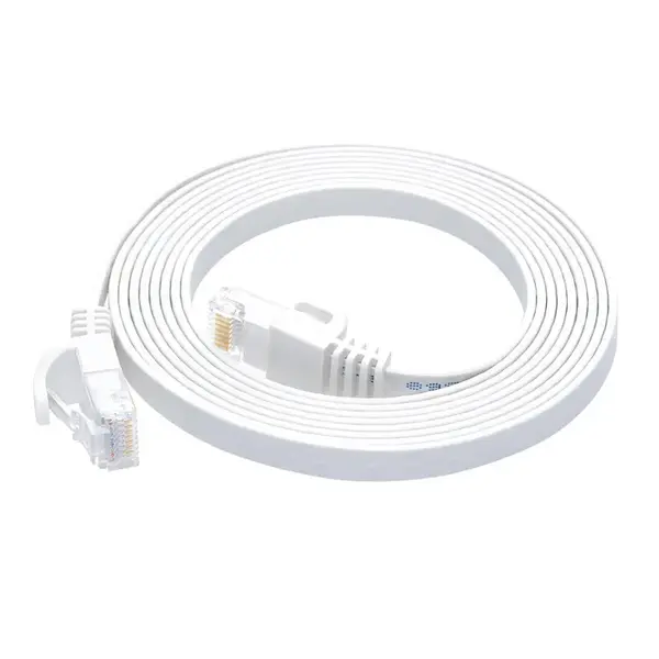 43077 Monoprice Cat6 Ethernet Patch Cable Flat FLEXboot Snagless RJ45 550MHz UTP Pure Bare Copper 30AWG 7ft White
