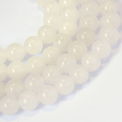 Natural White Jade Round Bead Strands