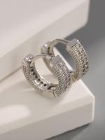 Men's Stylish Rhinestone Decorated Hoop Earrings, Fashion Jewelry for Party, Daily Clothing Decor, Trendy All-match & Exquisi...