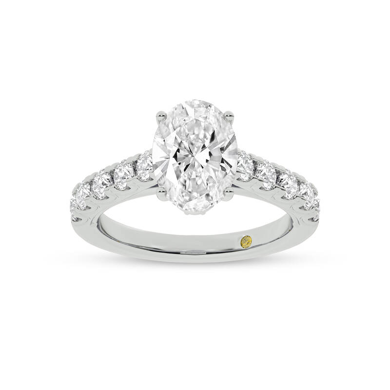 Reno Pavé Set Oval Lab Grown Cathedral Diamond Engagement Ring | 18K White Gold 3 1/2 CT. TW.
