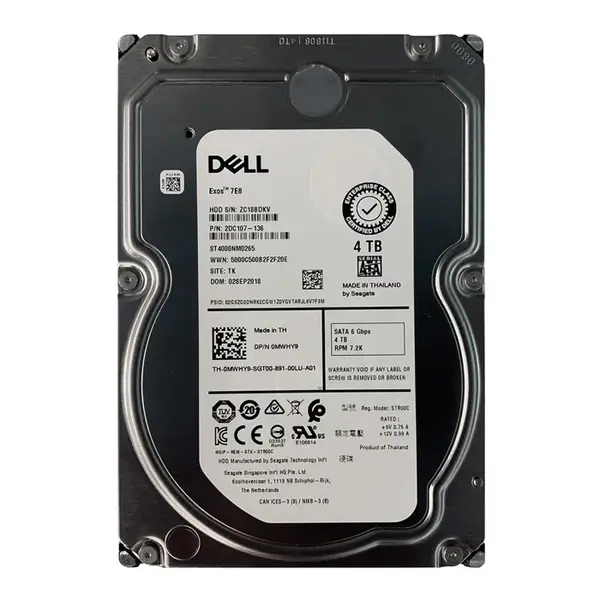 MWHY9 Dell 4TB 6Gb/s SATA 7200 3.5-inch 64MB Hard Drive