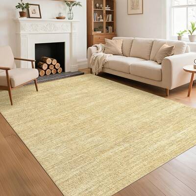 Garvee Washable 8x10 Area Rug Non Slip, Non Shedding, Polyester, Stain Resistant, Low Pile, Linen, Modern Living Room Accent