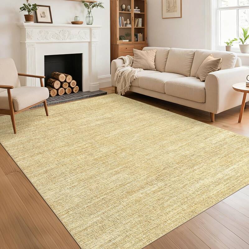 Garvee Washable 8x10 Area Rug Non Slip, Non Shedding, Polyester, Stain Resistant, Low Pile, Linen, Modern Living Room Accent