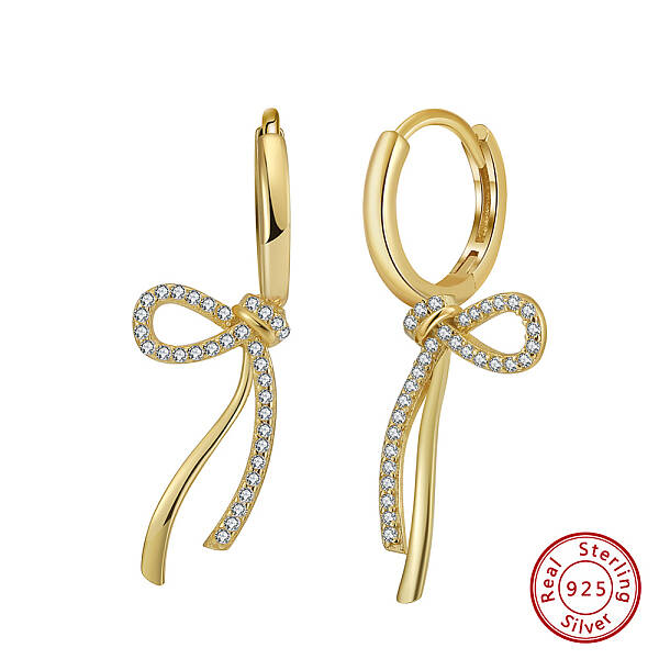 925 Sterling Silver Micro Pave Clear Cubic Zirconia Hoop Earrings