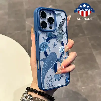 Chic Magnetic Case for iPhone11/12/13/14/15/16/promax whalesshark MagSafe Ready, Anti-Slip, Ultra Thin | Aesthetic Touch for ...