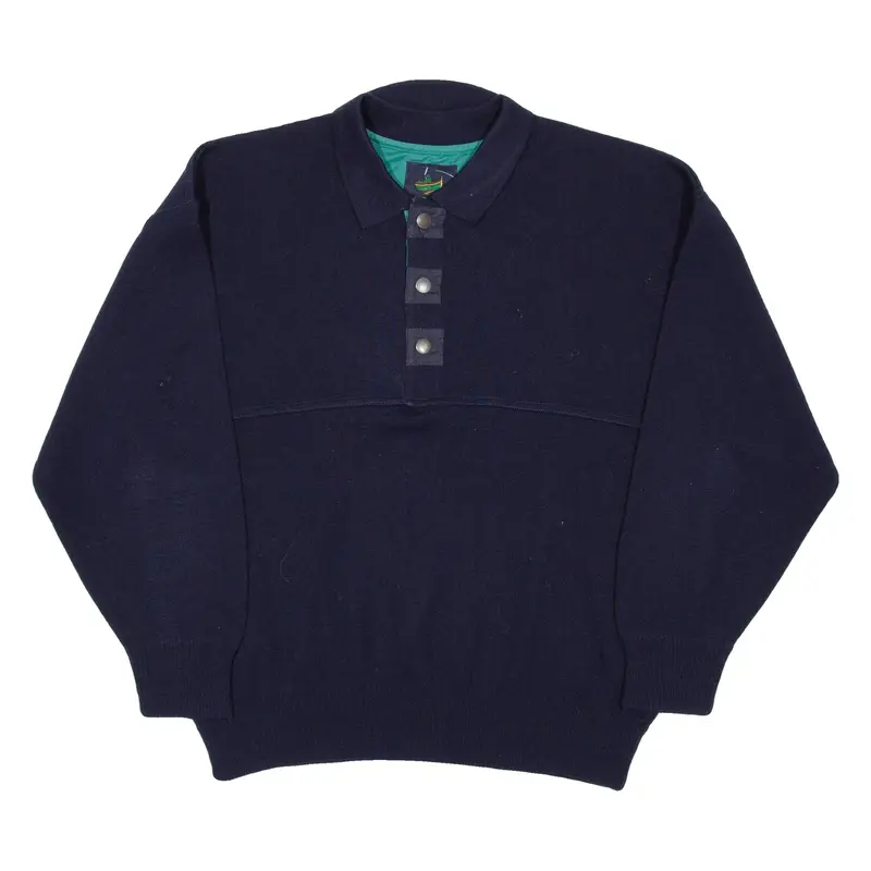 BORT Mens Jumper Blue Collared Tight Knit L