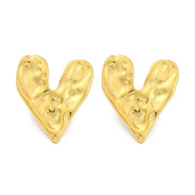 Heart Ion Plating(IP) 304 Stainless Steel Stud Earrings