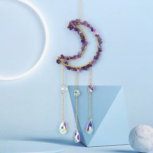 Glass & Brass Moon Pendant Decorations