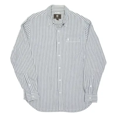 TIMBERLAND Mens Shirt Grey Striped Long Sleeve L