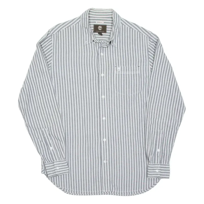 TIMBERLAND Mens Shirt Grey Striped Long Sleeve L