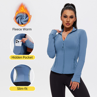 AFZ Women's Zip-up Stand Collar Solid Color Long Sleeve Sports Jacket, Zip Up Workout Jacket Trendy Outfits, Gym Clothes Back...