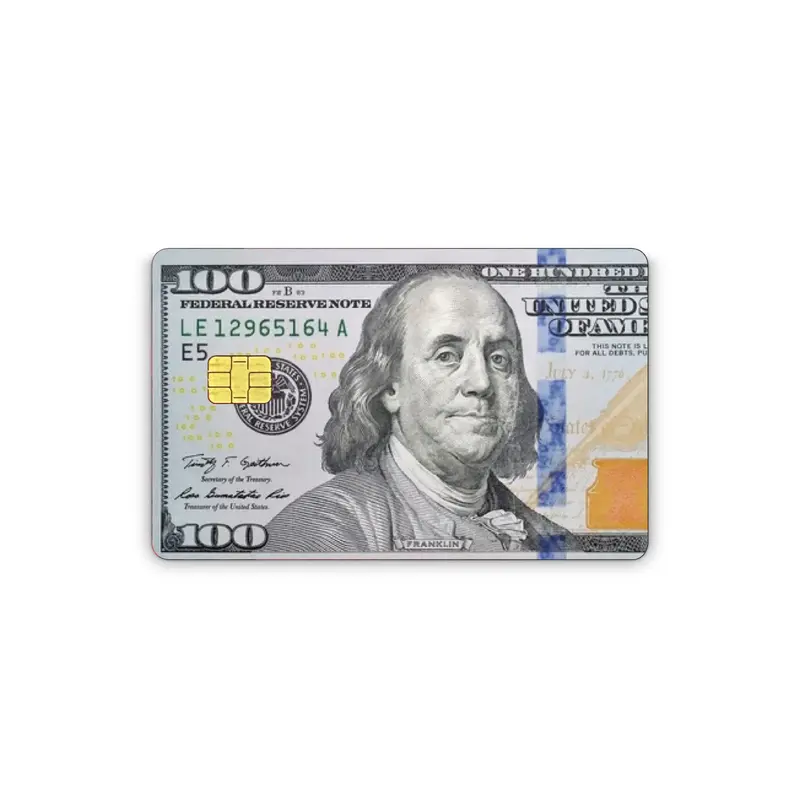 Credit Card Sticker Skins for EBT, Transportation Key, Debit, Credit Card Covering, Slim, Waterproof Vinyl Decal 100 Dollar B...