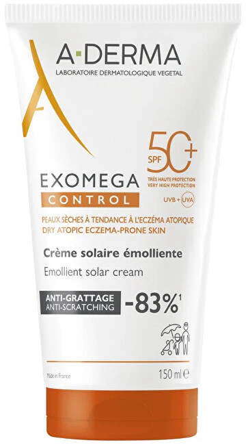 A-Derma Crema Protettiva Emolliente Spf 50+ Exomega Control (Crema Solare Emolliente) 150 Ml