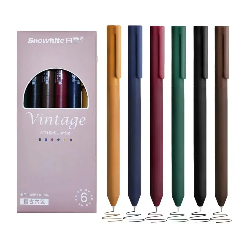 0.5mm Colored Gel Pen (6pcs), Quick Dry & Fine Point Pen for Note Taking, Aesthetic Gel Ink Pen for Office & Home
