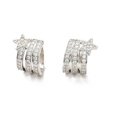 Clear Cubic Zirconia Star Cuff Earrings