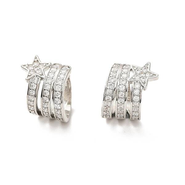 Clear Cubic Zirconia Star Cuff Earrings