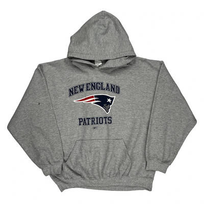 New England Patriots Nfl Hoodie - XL Grey Cotton Blend