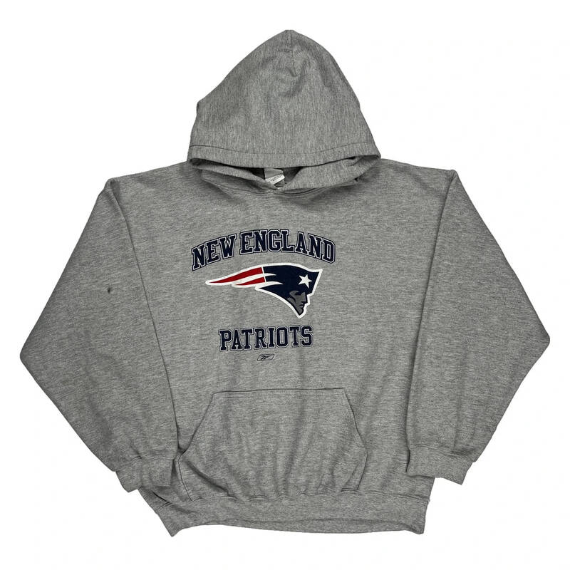 New England Patriots Nfl Hoodie - XL Grey Cotton Blend