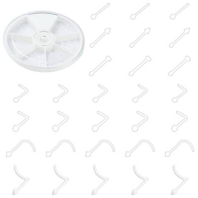 120Pcs 6 Style Acrylic L-Shaped Nose Ring