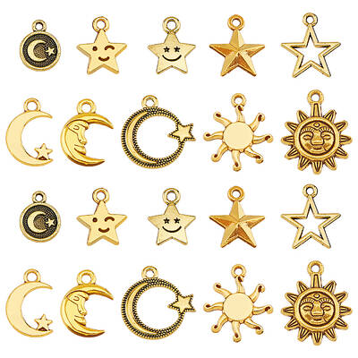 100Pcs 10 Style Tibetan Style Alloy Pendants