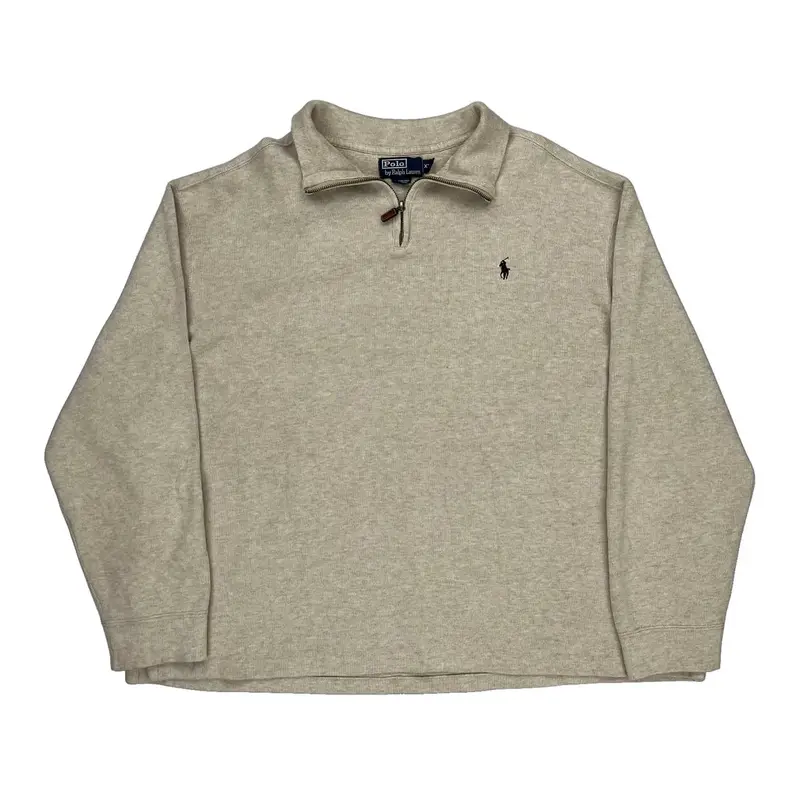 Ralph Lauren 1/4 Zip - 2XL Beige Cotton